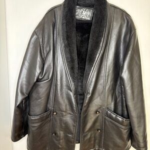 VintageBlack Faux Fur Lined Jacket Made in Italy